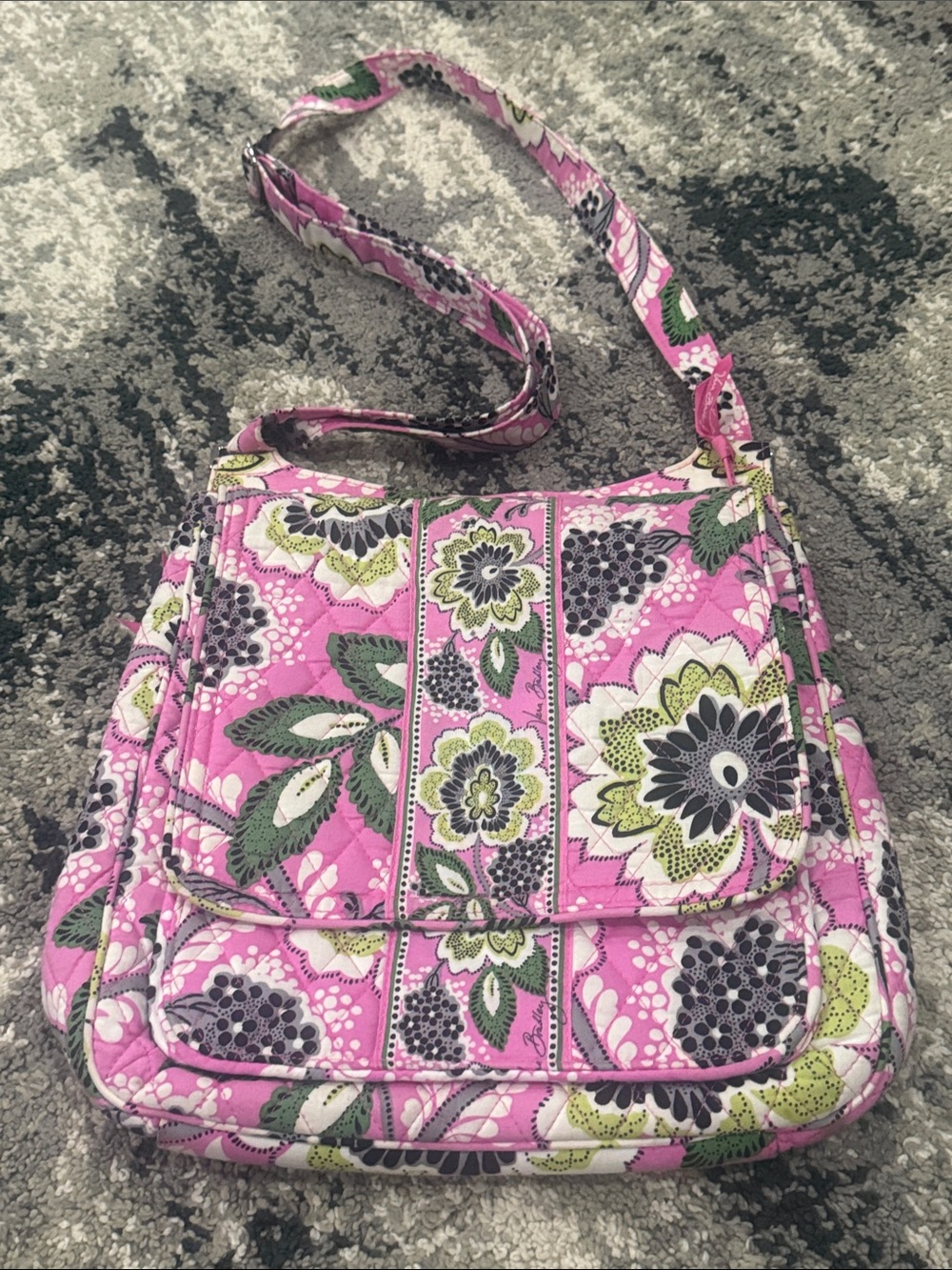 Vera Bradley Pink Floral Quilted Crossbody Purse